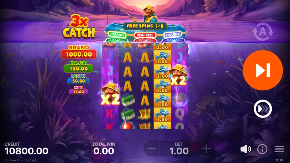 Double Feature applying a x2 multiplier to a Collect Feature payout in 3x Catch