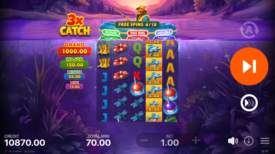 Fish Reel Feature filling a full reel with Fish symbols in 3x Catch